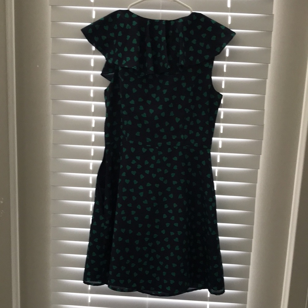 Forever 21 XXI Boutique Hearts Sleeveless Dress Navy Blue Green Size M - Picture 5 of 16
